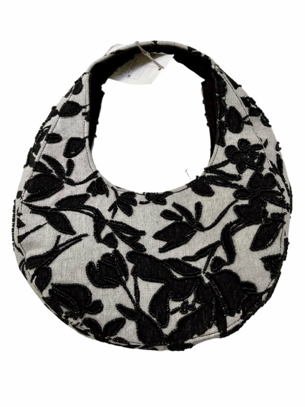 TARGET A New Day Black Off-White Beaded Embroidered Mini Hobo Crescent Bag NEW